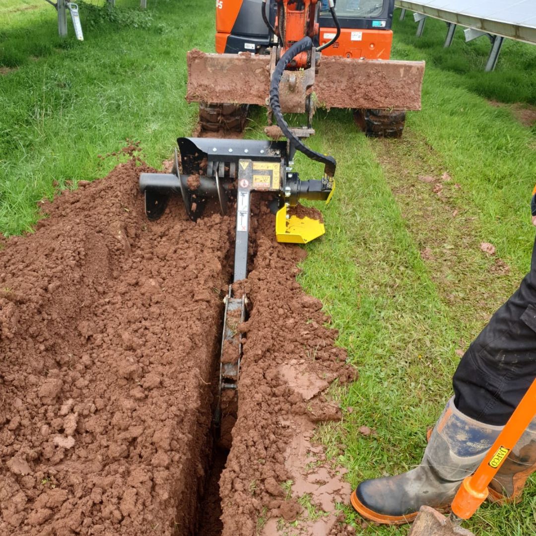 Trenching soil ready for cables to be installed